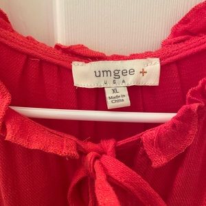 XL Umgee Linen Ruffle Tassel Blouse